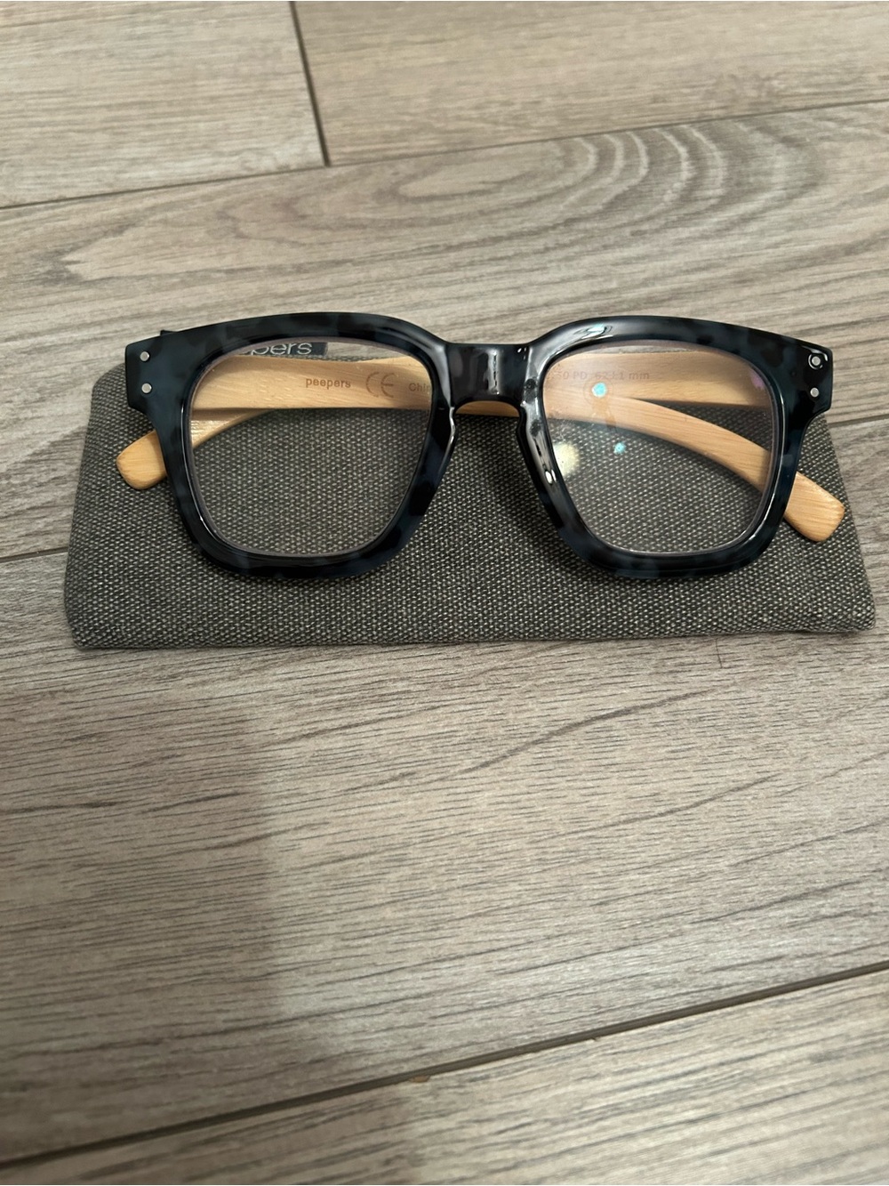 Peepers Prescription Green Tortoiseshell Glasses Wood Coffee Shop Focus +2.50